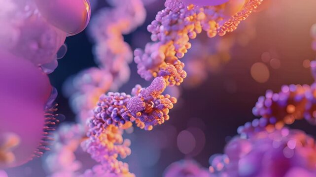 Microscopic view of rie subunits coming together to form a complete rie a crucial step in protein synthesis.