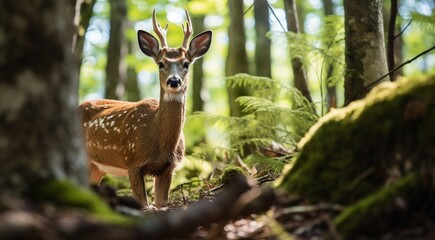 close-up of a deer in the forest, deer in the woods, cute deer in the park, cute deer in the forest, close-up of a lonely deer in the woods