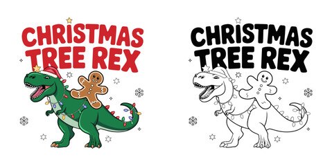 christmas trex vector t-shirt design