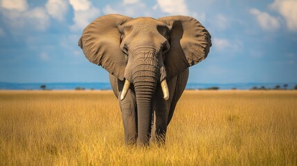 Magnificent Elephant Roaming the Vast African Plains at Sunset