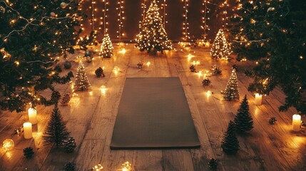 Christmas Yoga Setup Festive Mat Holiday Decorations