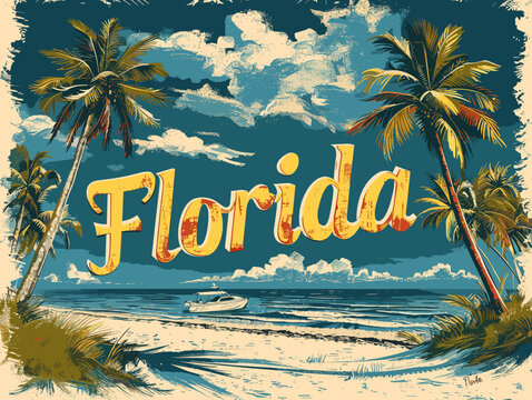 Beautiful Florida State Vector Card For Your Design