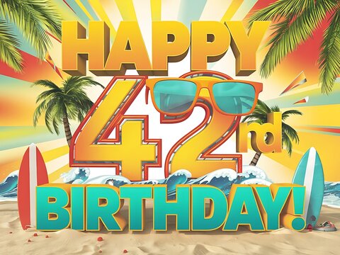 Happy 42nd Birthday with Tropical Theme
