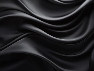 Obraz premium Elegant black satin fabric gently drapes and moves, highlighting its soft texture and luxurious appearance in low light conditions