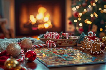 Festive Family Board Game Night Setup for Christmas