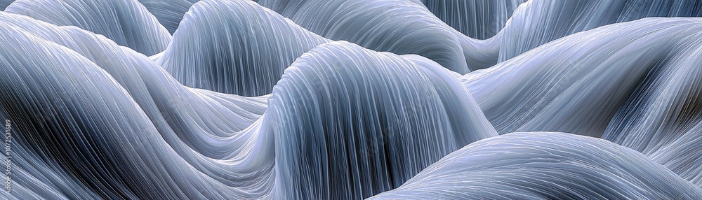 Poster abstract wavy patterns in soft blue tones creating a serene and tranquil atmosphere reminiscent of g