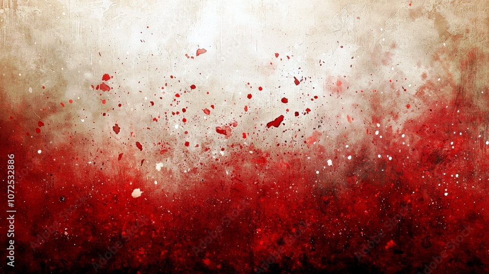 Poster abstract red and white texture with paint splashes, artistic background for creative projects, moder