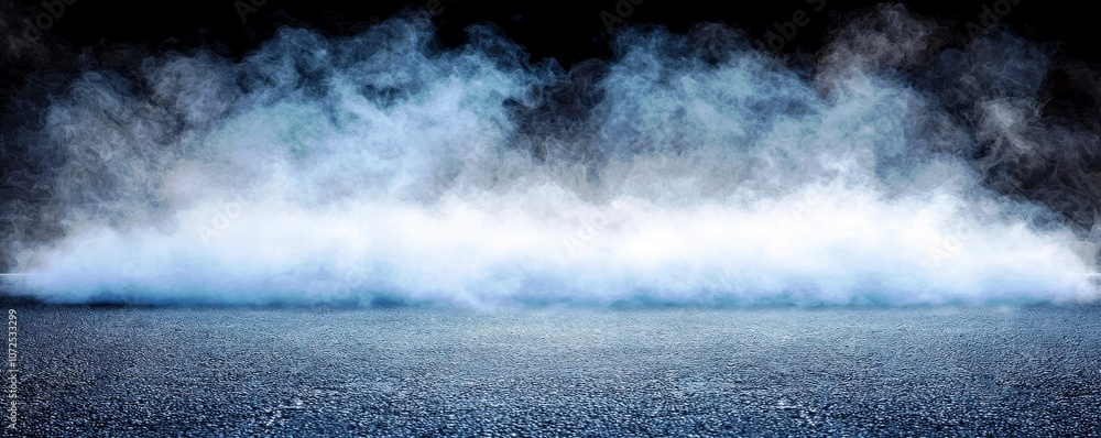 Poster ethereal mist rising from ground against a dark background creating a mysterious and atmospheric eff