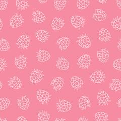 Raspberry pattern. Vector seamless outline print