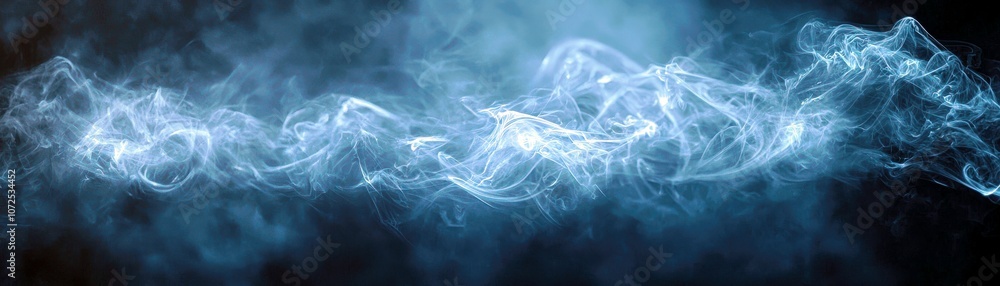 Poster ethereal blue smoke abstract background with soft swirls and flowing patterns, perfect for artistic 