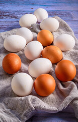 Eggs Displayed on Rustic Fabric Background