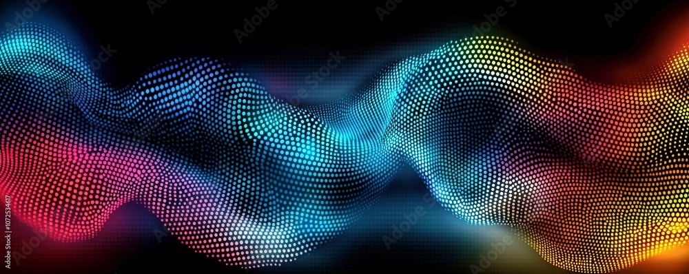 Poster abstract colorful wave pattern with dots and gradients illustrating digital art and modern design th