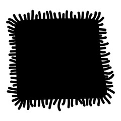 Silhouette of a piece of fabric with protruding threads, fabric sample in flat style