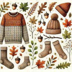 autumn set of illustrations