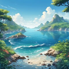 Fototapeta premium Paradise sea landscape with water and beautiful nature background
