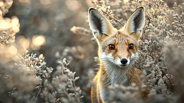 2_Fox Observing Rabbit in Meadow Predator Prey Interaction