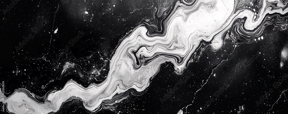 Poster abstract black and white swirl design with fluid patterns and textured background ideal for modern a