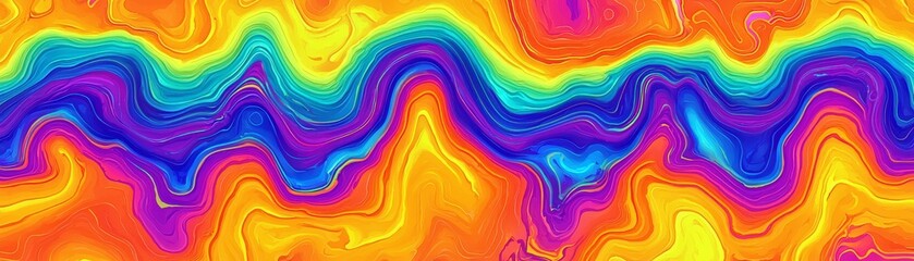 Vibrant Abstract Colorful Wave Patterns with Bright Hues of Orange, Yellow, Blue, and Purple Creating a Dynamic Visual Experience for Backgrounds and Designs