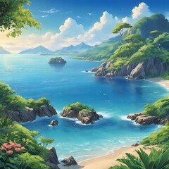 Fototapeta premium Paradise sea landscape with water and beautiful nature background