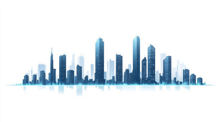 Obraz premium Teal Tones: Sci-Fi Pixel City with White Background