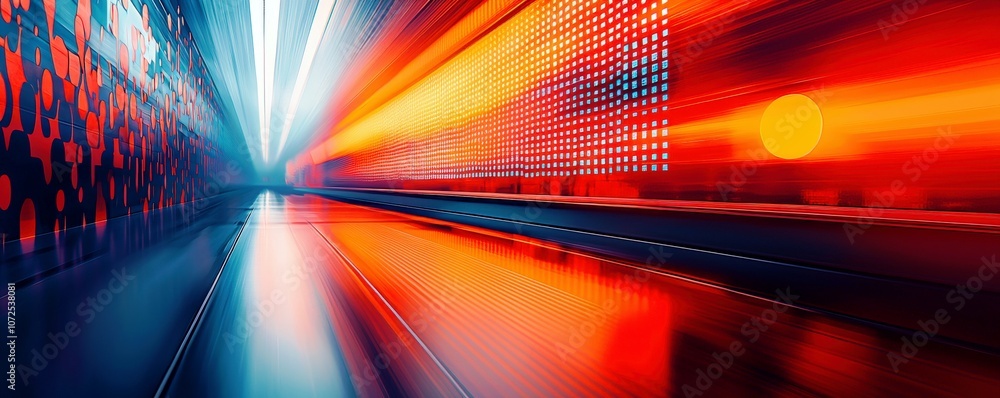 Aufkleber abstract motion blur lights with vibrant colors creating a dynamic atmosphere in a futuristic urban 