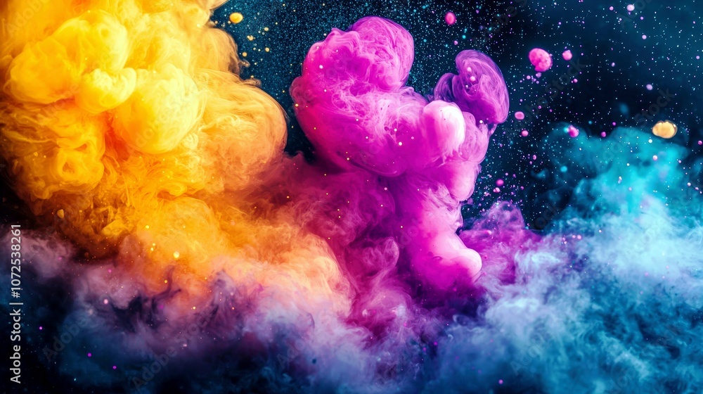 Poster colorful abstract smoke swirls creating a stunning visual effect against a dark background for artis