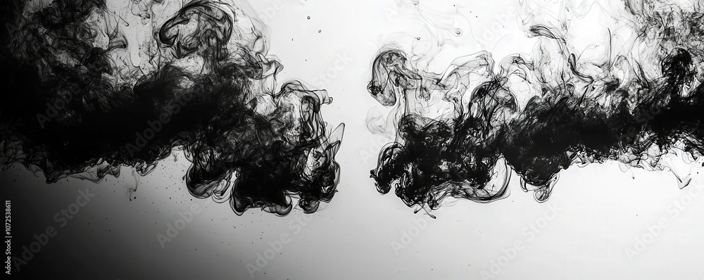 Poster abstract black smoke on a white background creating dynamic swirls and unique shapes for artistic an
