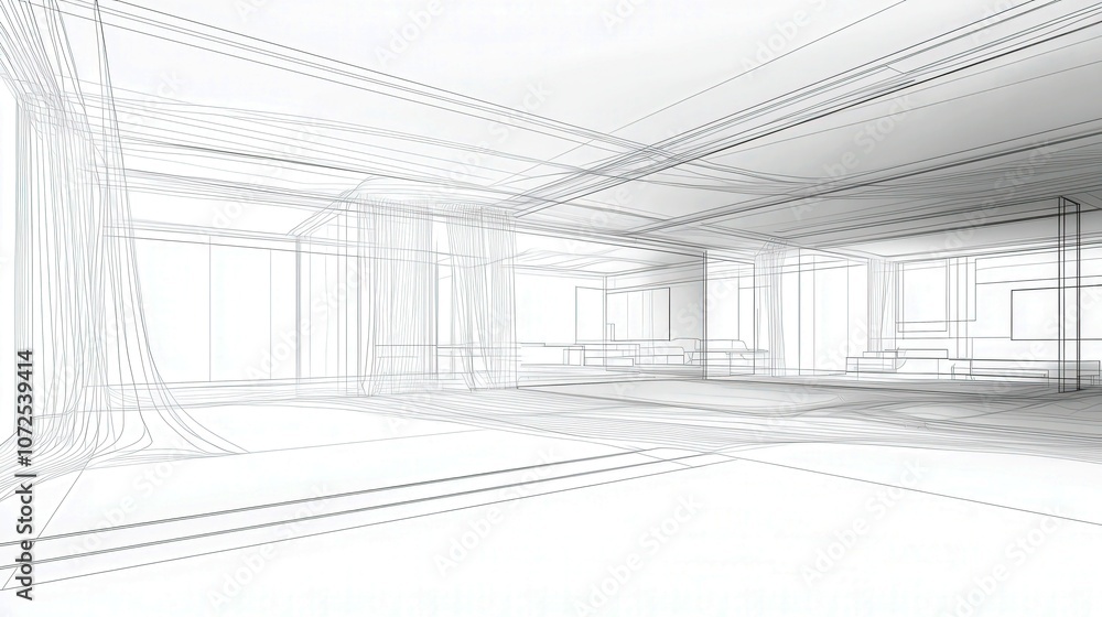 Poster minimalist architectural interior design outline with abstract lines and clear space concept ideal f