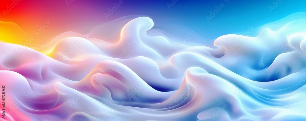 Poster abstract colorful waves in soft textures with smooth gradients and ethereal illuminations, perfect f