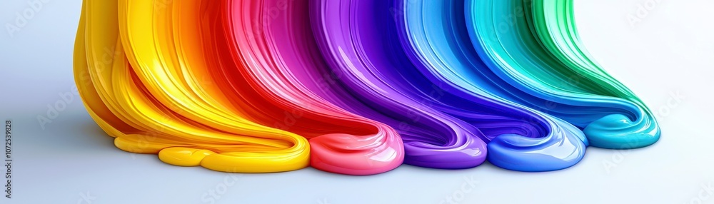 Poster vivid colors of dripping paint creating a flowing rainbow effect on a smooth surface for artistic an