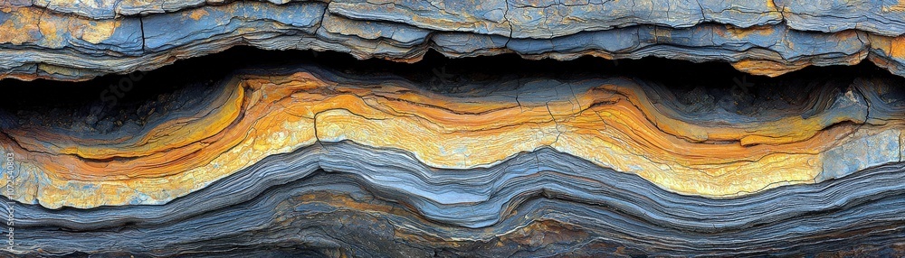 Poster abstract layers of colorful sedimentary rock formation with rich textures and striking patterns reve