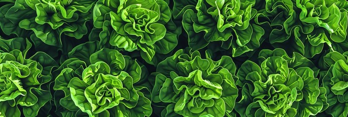 Fototapeta premium Lettuce Field, Lettuce Crop, Many Lettuces, Lettuce Leaves, Lettuce Agriculture Landscape