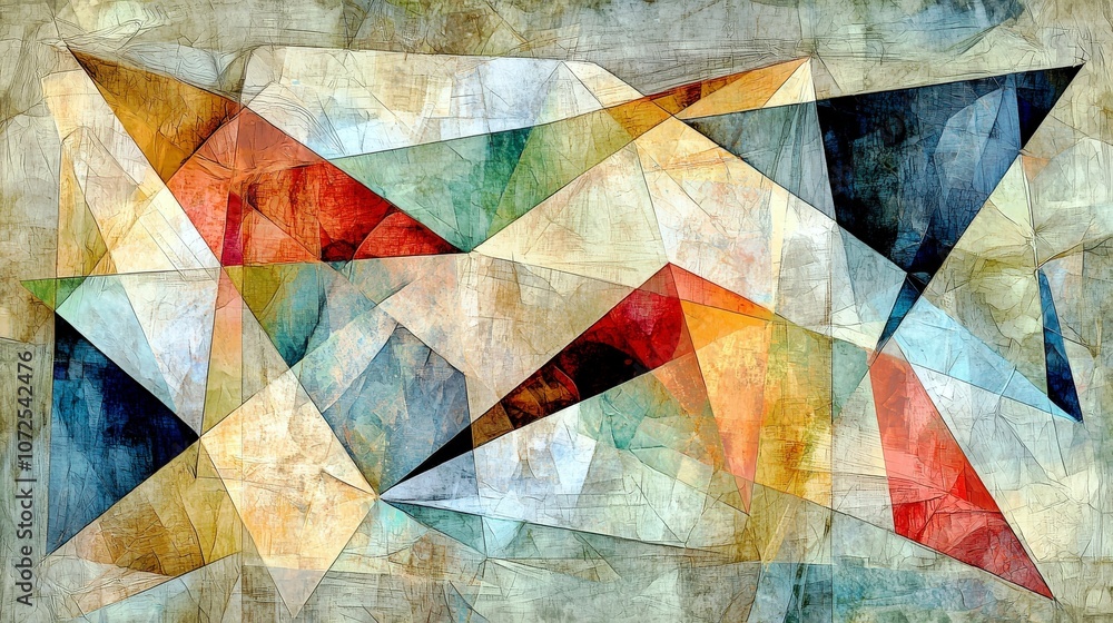 Poster abstract geometric art featuring dynamic shapes and rich colors in a contemporary design for modern 