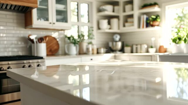 1_Residential Cleaner Organizing Kitchen Countertop with Supplies
