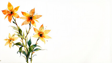 Elegant watercolor lilies on crisp white background