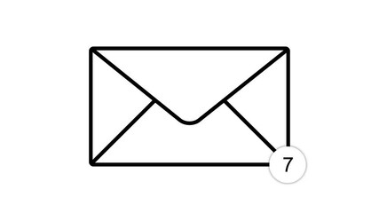 Received message icon animation with bright background. Envelope icon isolated on black background.