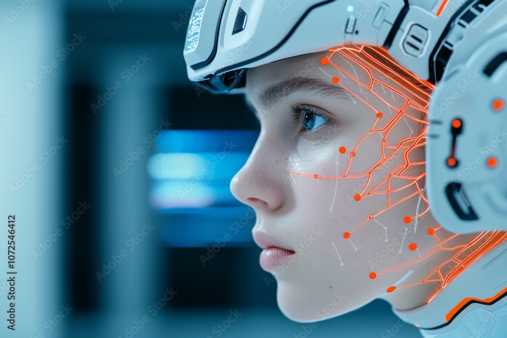 Poster it captures the essence of advanced technology when a brain-computer interface lights up neural patt