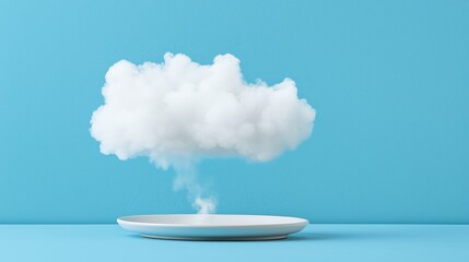 The white cloud hovers over the smoke-filled plate.