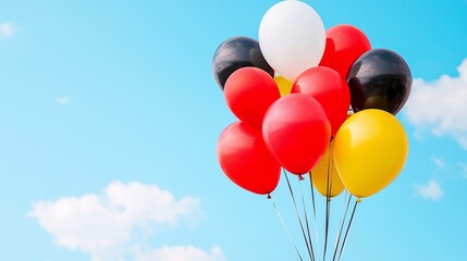 With balloons soaring high and representing freedom and national pride, we celebrate German unity on Unity Day, with red, black, and yellow balloons.
