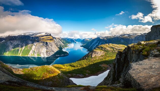 trolltunga also known as trolls tongue in norway fjords in norway