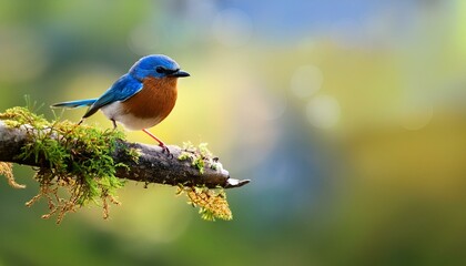 Obraz premium lovely bird perched on a small branch with copy space