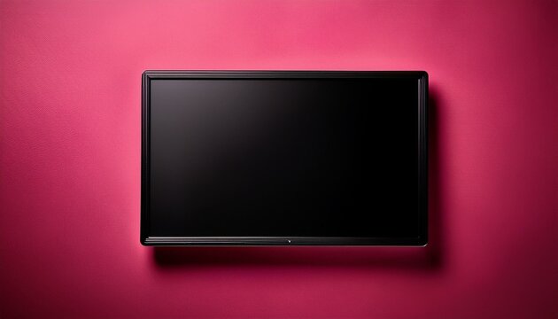 a black screen on a pink background