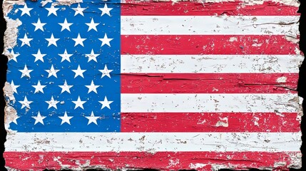 A national flag of the United States of America, isolated on a grungy background with a concept of Labor Day, Memorial Day, Veterans Day, honoring those who served, Independence Day in the