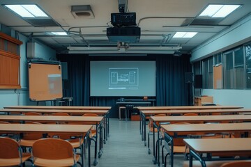 School of future. Group of modern pc computer.