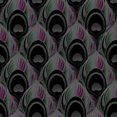 purple gray volumetric peacock feathers seamless pattern, texture, design