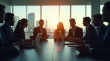 Leadership and Growth Concept with Silhouette of Business People in Conference Room