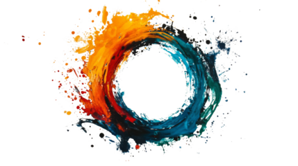 colorful abstract ring on transparent background