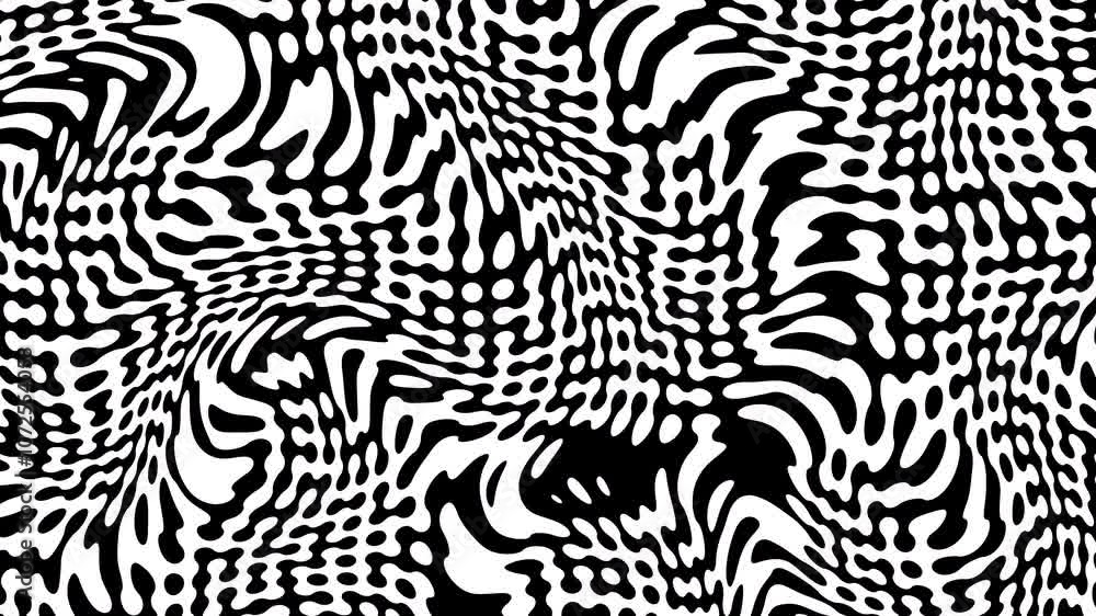 Poster Abstract fluid and wave loop background in black and white