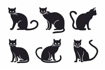 Cat flat icon, minimal kitten symbol, kitty sign isolated, pet pictogram, cat set on white
