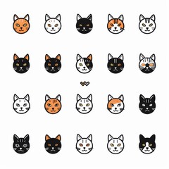 Fototapeta premium Cat flat icon, minimal kitten symbol, kitty sign isolated, pet pictogram, cat set on white